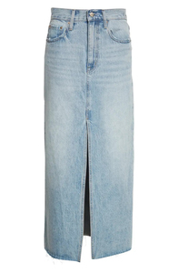 Jupe en jean 100% coton taille haute jupe décontractée mi-longue bouton fente irrégulière lavé mode jupes en jean pour femmes vente en gros - Product Image 4