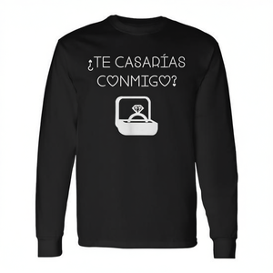 Te Casarias Conmigo T-shirt a maniche lunghe con proposta di matrimonio spagnola, girocollo unisex, regalo di nozze per adulti - Product Image 2