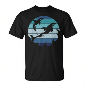 Camiseta Retro Orca de Ballena Asesina para Acuaristas, Producto Promocional con Temática de Animales Marinos - Product Image 2