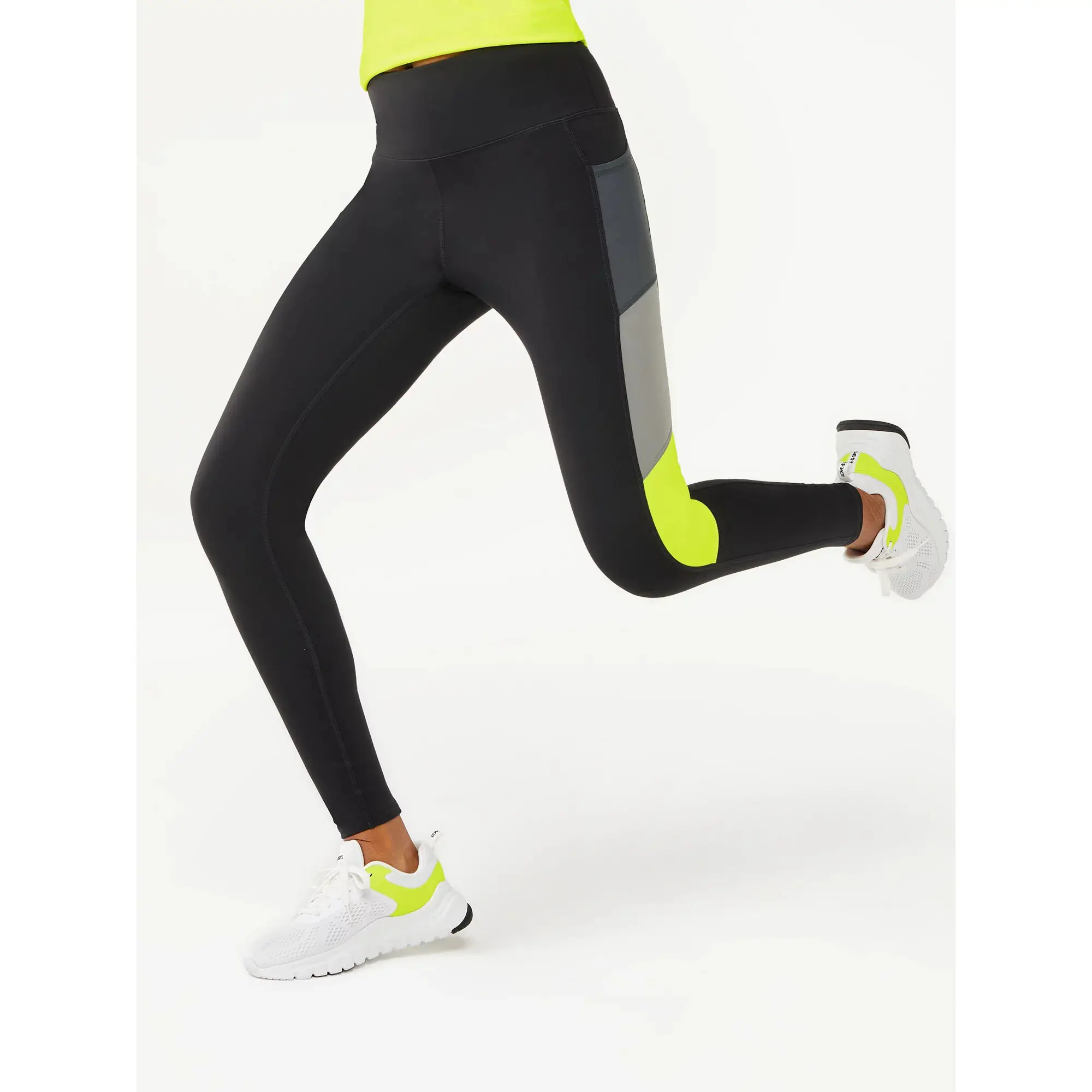 Legging olahraga untuk wanita ketat sesuai pinggang tinggi Panel kerja spandeks poliester dibuat latihan Yoga celana Fitness untuk wanita