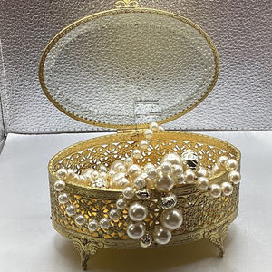 Forme ovale taille personnalisée nouveau décoratif Look Royal biseauté boîte en verre métal laiton en relief bordure bijoux souvenir bibelot boîte déco - Product Image 4