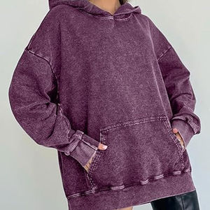 Wholesale Women Acid <b>Wash</b> Hoodies Breathable Winter Oversized Sweatshirts OEM Custom Service Factory Price Streetwear - Product Image 3