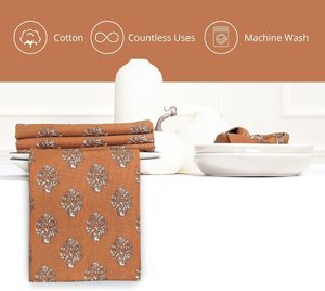 Serviettes de table Thanksgiving 18x18 pouces-100% coton imprimé feuilles d'automne-serviettes de table réutilisables et lavables/cuisine et fête-rouille de la verge d'or - Product Image 2