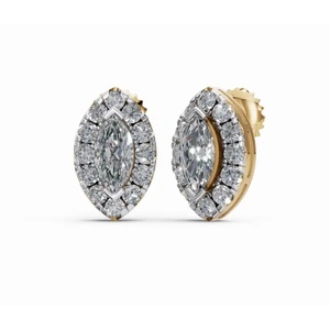 Exclusivos Pendientes de Diamantes con Halo Marquise de Oro de 14 Quilates, Joyería Cultivada en Laboratorio, Venta al por Mayor, Proveedor OEM - Product Image 1