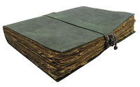 Cahier promotionnel vintage vert 240 pages relié en cuir 8x6 pouces Journal clé sangle croquis dessin écriture Deckle bord papier