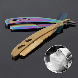 Maquinilla de afeitar de peluquero de borde recto con mango de acero de hoja única clásica para afeitado de salón Producto de alta calidad - Product Image 4