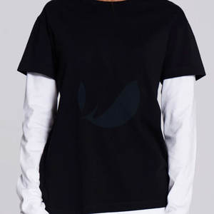 Camiseta de verano informal de doble capa para mujer Patrón sólido con logotipo frontal personalizado Diseño liso para pedidos al por mayor - Product Image 5