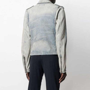 2025 vente en gros respirant logo personnalisé veste en jean personnalisé hommes Multi fermeture éclair motard Moto en détresse hommes vestes en jean oem - Product Image 5
