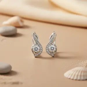 Boucles d'oreilles en cristal, boucles d'oreilles étincelantes en zircon cubique argenté pour femmes - Product Image 3