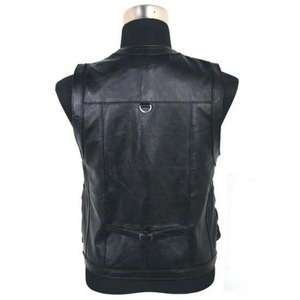 Gilet en cuir véritable sans manches pour homme, veste décontractée avec plusieurs poches, marron, noir, coupe-vent, grande taille - Product Image 3