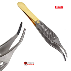 Pinzas quirúrgicas de alta calidad con mango de oro recto de 4,75 \ ", pinzas de dientes de tejido Adson 1x2, acero inoxidable para hospitales - Product Image 4
