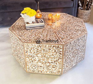 Elegant Handcrafted Coffee <b>Table</b> <b>with</b> Timeless Bone Inlay Console Design for Modern Interiors by Tradebyd - Product Image 5
