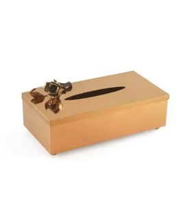 Caja de pañuelos de Metal decorativa Flor en el diseño superior, servilletero, cajas decorativas de mesa hechas a mano maravillosas en suministros a granel - Product Image 1