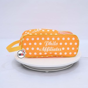 Venta al por mayor de alta calidad directo de fábrica nueva llegada pequeños puntos de impresión patrón de algodón bolsa de maquillaje con cremallera de metal con asa - Product Image 3