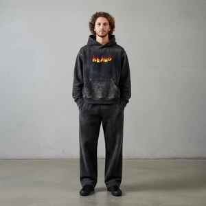 Chándal con Capucha de Diseño Nuevo y Alta Calidad, Lavado Ácido, Estilo Urbano, 100% Algodón, Transpirable, Antibolitas, para Invierno - Product Image 5