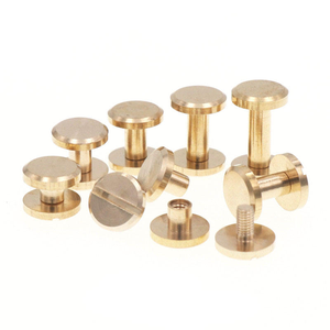 Rivet à double tête en laiton massif sur mesure, non plaqué, avec attache à vis - Product Image 1