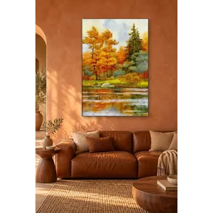 Impression sur toile aquarelle Fida Forêt d'automne au bord du lac - Product Image 5