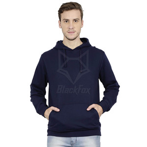 Sweat-shirt à capuche bleu marine pour homme BlackFox, coupe classique, en coton French Terry, décontracté, pour l'automne, avec logo imprimé sur le devant - Product Image 1