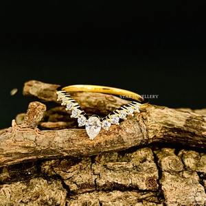 แหวนเพชรโมอิสไร้สีสีทอง14K สำหรับแหวนหมั้น - Product Image 1