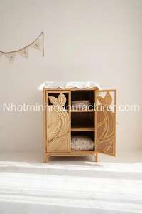 Armoires de rangement pour enfants en rotin naturel tressé, meubles de chambre pour garçons et filles. - Product Image 3