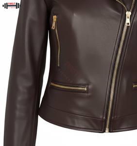 Chaquetas de Cuero 2025, Chaqueta Corta para Mujer, Cuero de Oveja Real de Alta Calidad, Cierre de Cremallera, Cinturón, Chaqueta de Cuero Genuino Personalizada para Mujer - Product Image 5