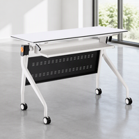 Bureau d'entraînement pliable réglable en hauteur avec étagère sous le bureau et roulettes pour bureau, étude, salle de classe XHS-808