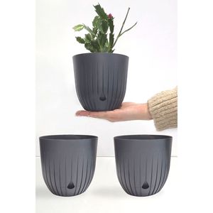 Ensemble de 3 pots de plantes d'intérieur décoratifs et écologiques Pots de fleurs en plastique enduit de poudre pour accrocher au sol Petit Grand - Product Image 1