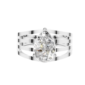 แหวนหมั้นเพชรโมอิสซาไนต์ทรงลูกแพร์ 2.06 กะรัต ตัวเรือนทองคำขาว 14K แท้ 3 ขา ประดับเพชร VVS เครื่องประดับงานแต่งงาน - Product Image 3