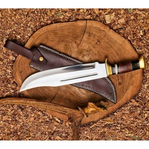 Cuchillo Bowie para exteriores de alta calidad, hoja fija de acero D2 con mango de madera, cuchillos para acampar, regalo para cazador. - Product Image 5