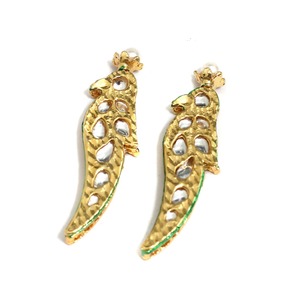 Conector Espaciador de Aleación con Forma de Loro Dorado, Meenakari Kundan, 50x12mm, para Fabricación de Joyas, Fornituras y Componentes - Product Image 2