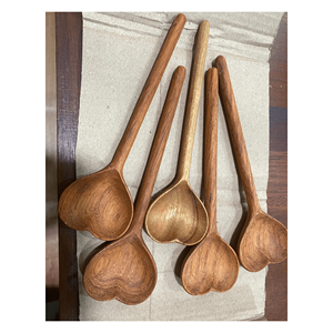 เครื่องใช้บนโต๊ะอาหารที่ทำจากไม้แบบชนบทช้อนไม้ส้อมและชามไม้ตกแต่งห้องครัวบ้าน - Product Image 6