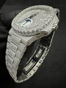 <b>Men's</b> VVS1 Luxury Moissanite Diamond Watch Fully Iced Out Watch in Stainless Steel Bust Down WristWatch Custom - Product Image 3