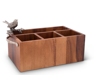 AK ที่ใส่ช้อนส้อมทำจากไม้ทรงสี่เหลี่ยมทำจากทองเหลืองพร้อมโลหะด้านข้างมีเอกลักษณ์สำหรับนกและมือจับสำหรับเครื่องครัวสำเนียง - Product Image 2