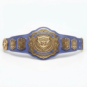 Ceinture de championnat de boxe unisexe en PU, plaquée or, équipement d'entraînement durable pour les arts martiaux, logo personnalisable - Product Image 5