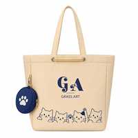 Sac fourre-tout en nylon imprimé chat, beige, sac à bandoulière, grande capacité, sac de transport décontracté pour les courses quotidiennes et les voyages