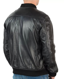Blouson aviateur pour hommes à la mode en cuir pur fabriqué avec des poches avant vestes à col montant pour les ventes blouson aviateur pour hommes - Product Image 5