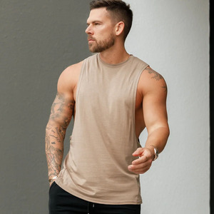 เสื้อกล้ามสำหรับผู้ชายใส่ออกกำลังกายในยิมเสื้อฝึกออกกำลังทำจากผ้าฝ้าย100% ขนาดใหญ่พิเศษโลโก้ออกแบบได้ตามต้องการ - Product Image 1