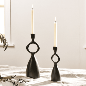 Bougeoir conique en fonte d'aluminium noir poli fini pour la décoration intérieure - Product Image 4