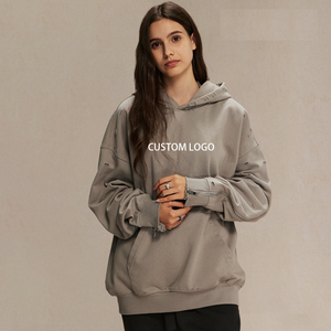 Sweat à capuche épais de haute qualité en coton surdimensionné 450 g/m² style streetwear en molleton bouclette écologique brodé personnalisé en relief - Product Image 2