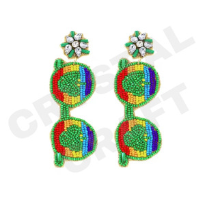Pendientes colgantes con cuentas de Navidad Vintage para mujer patriótico naranja blanco azul para bodas o días conmemorativos - Product Image 6