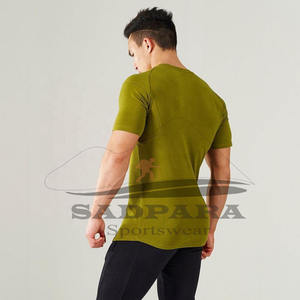 Polyester Spandex manches courtes léger respirant maille musculation musculaire séchage rapide Gym Fitness Action T-shirts pour hommes - Product Image 4