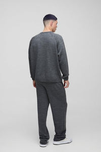 Ensemble survêtement homme gris foncé : sweat-shirt à col rond et pantalon de jogging, tenue décontractée en molleton, vêtements de sport d'hiver, ensemble deux pièces pour la gym - Product Image 2