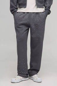 Conjunto de Sudadera con Capucha y Pantalones Deportivos de Alta Calidad, Personalizados, con Pedrería, Transpirables, de Algodón Mezclado - Product Image 2