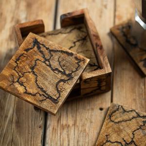 ที่รองแก้วไม้วอลนัทงานทำมืออีพอกซี่เรซินมะม่วงงานฝีมือผู้ผลิตในอินเดีย - Product Image 1