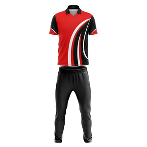 Men's <b>Cricket</b> Uniform Set Red Black <b>White</b> Gradient Quick Dry Polyester Sportswear Kit for Adults - Product Image 1