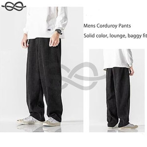 Pantalones de pana para hombre, cintura expandible, estilo holgado, informales, holgados, de ajuste relajado, de algodón, cómodos pantalones informales rosas - Product Image 4