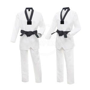 Uniforme de Taekwondo de alta calidad para hombres Recién llegado Venta directa de fábrica Sólido Liso en blanco con posición de logotipo frontal - Product Image 4