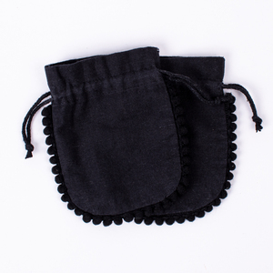 Bolsa de Regalo para Joyería, Collar y Pendientes, de Terciopelo Negro Indio, con Cordón, Hecha a Mano, Vintage, de 4x5 Pulgadas, con Logotipo Personalizado - Product Image 6