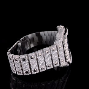 Relojes de Lujo para Hombre al por Mayor, Hechos a Mano con Moissanita, Movimiento Mecánico ETA de Alta Calidad, 10 mm, Acero Inoxidable, Cristal, Oro Blanco - Product Image 5