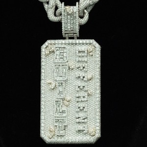 Nuevo Collar con Colgante de Signo de Dólar para Hombre, Estilo Hip Hop, con Logotipo Personalizado, Moissanita VVS Baguette, con Certificado de Plata 925 Incluido - Product Image 4